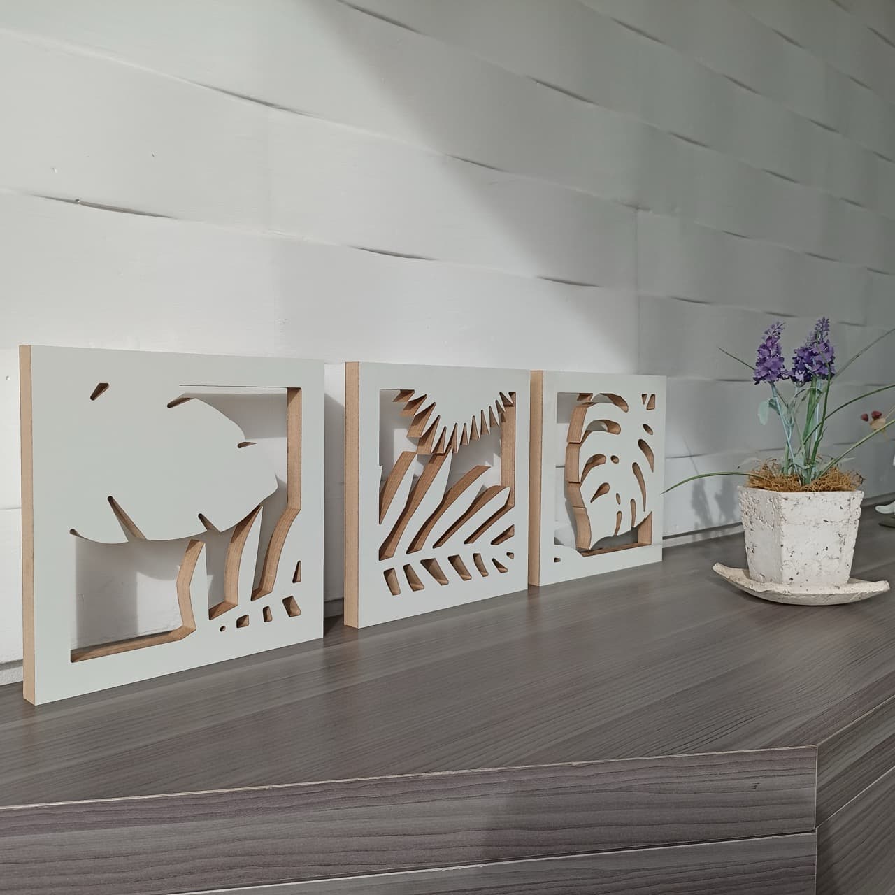 Tríptico Hojas (60cmx20cm)